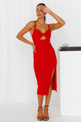 Soaring To New Heights Midi Dress Red