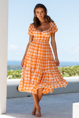 Finding Trouble Midi Dress Orange