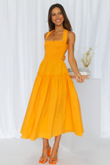 Sun Strolls Midi Dress Orange