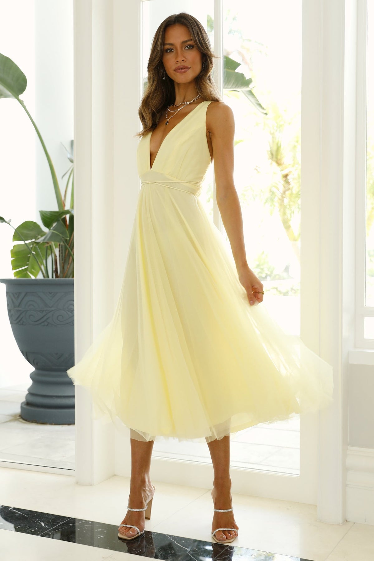 Summer Cinderella Midi Dress Lemon