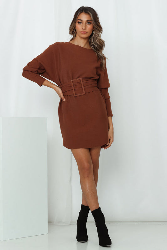 Over This Show Knit Dress Camel