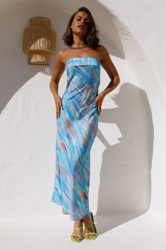 Flirting Game Maxi Dress Blue