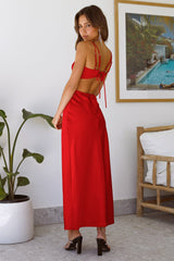 Meet At Midnight Midi Dress Red