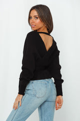 After Dawn Knit Crop Black