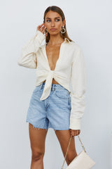 LIONESS Giza Plunge Top Off White