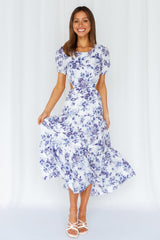 Flow Down In Florals Midi Dress