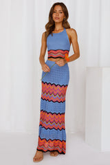 Tight Knit Maxi Skirt Blue