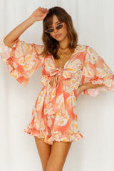 Bloomed Flower Romper Orange