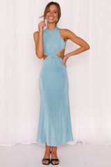 Call Me When You Want Midi Dress Light Blue