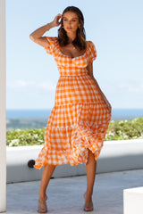 Finding Trouble Midi Dress Orange