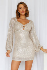 Cocktails On The House Dress Beige Sequin