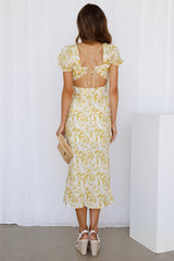 Dreaming In The Clouds Midi Dress Mustard