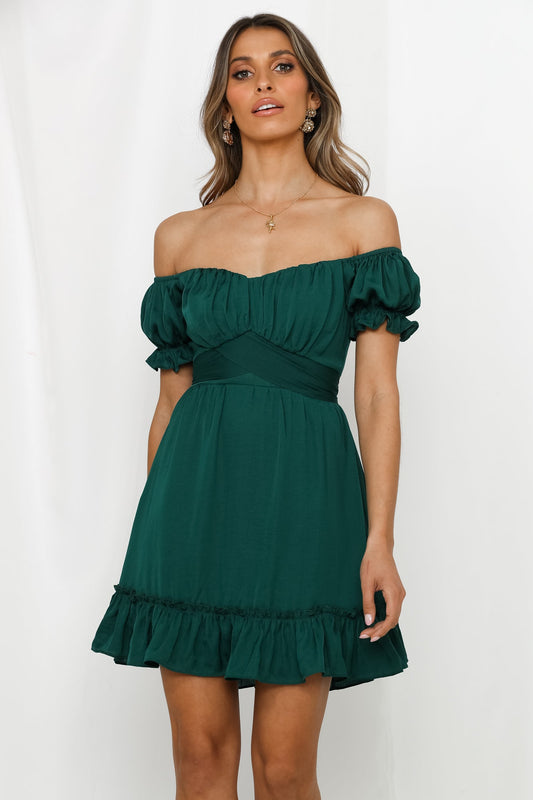 Camera Shy Dress Forest Green