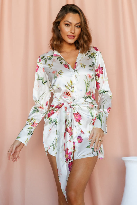 RUNAWAY Jaci Tie Dress White Floral