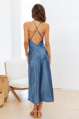 Sleek Night Midi Dress Blue