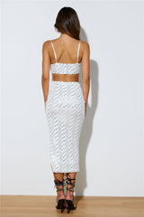 Like A Genie Midi Skirt White Shimmer