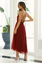 Summer Cinderella Midi Dress Wine