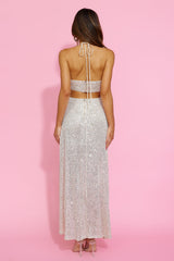 Luna Eyes Maxi Dress Silver Sequin