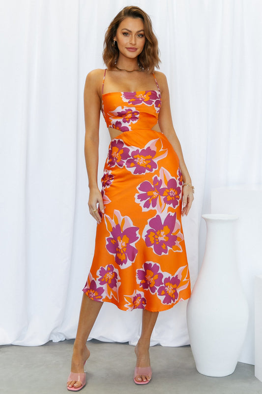 Flower Picking Maxi Dress Orange