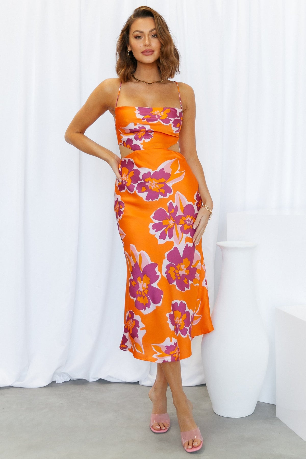 Flower Picking Maxi Dress Orange