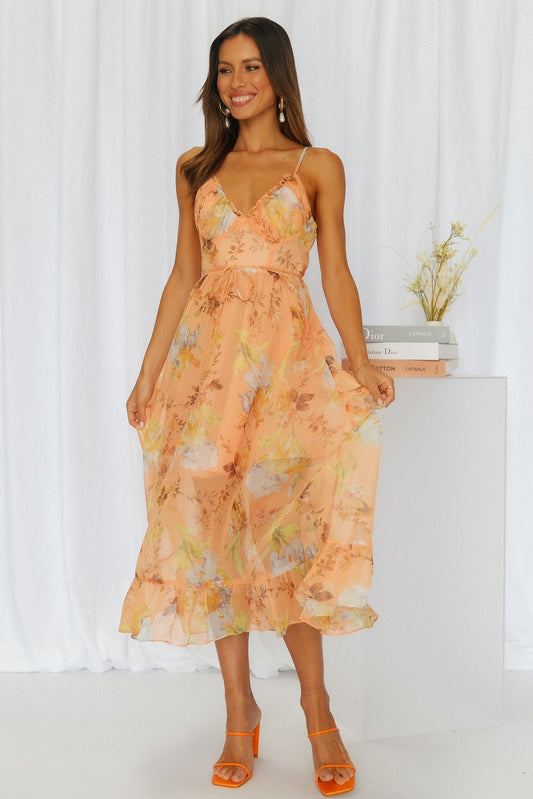 Ice Cream And Sprinkles Midi Dress Apricot