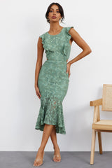 Keep It Lacey Midi Dress Green