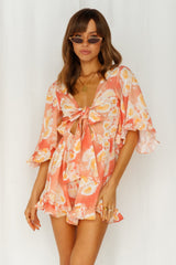 Bloomed Flower Romper Orange