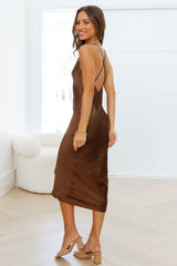 Text Me Later Midi Dress Brown