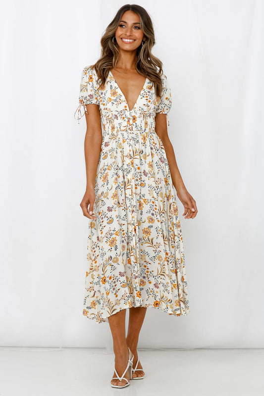 Modern Renaissance Midi Dress Yellow