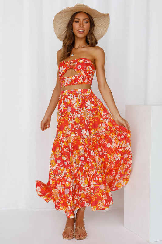 So Particular Maxi Skirt Orange