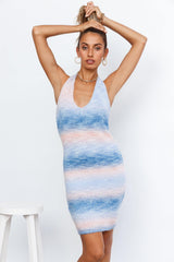 Sky Clouds Knit Dress Blue