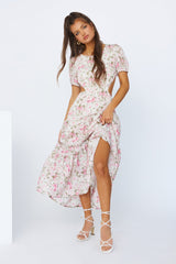 Flow Down Gently Midi Dress Pink