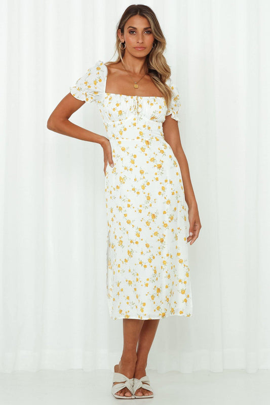 Sun Sand Sea Midi Dress White