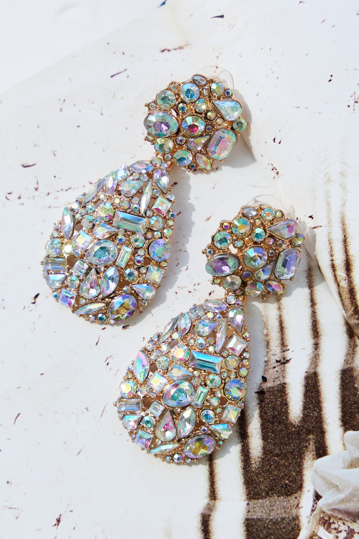 Encrusted Heart Earrings