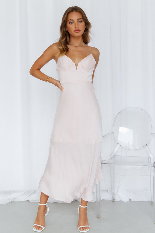 Private Kiss Midi Dress Blush