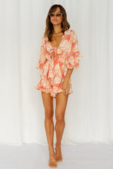 Bloomed Flower Romper Orange