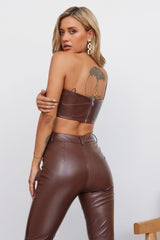 My Fiery Heart Faux Leather Crop Brown