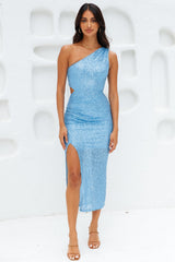 Ballroom Lover Midi Dress Blue Sequin