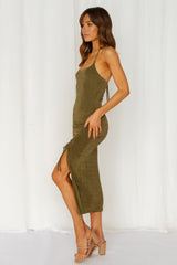 No Bad Vibes Midi Dress Khaki