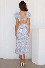 Dreaming In The Clouds Midi Dress Blue