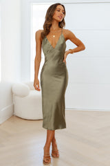 Text Me Later Midi Dress Green