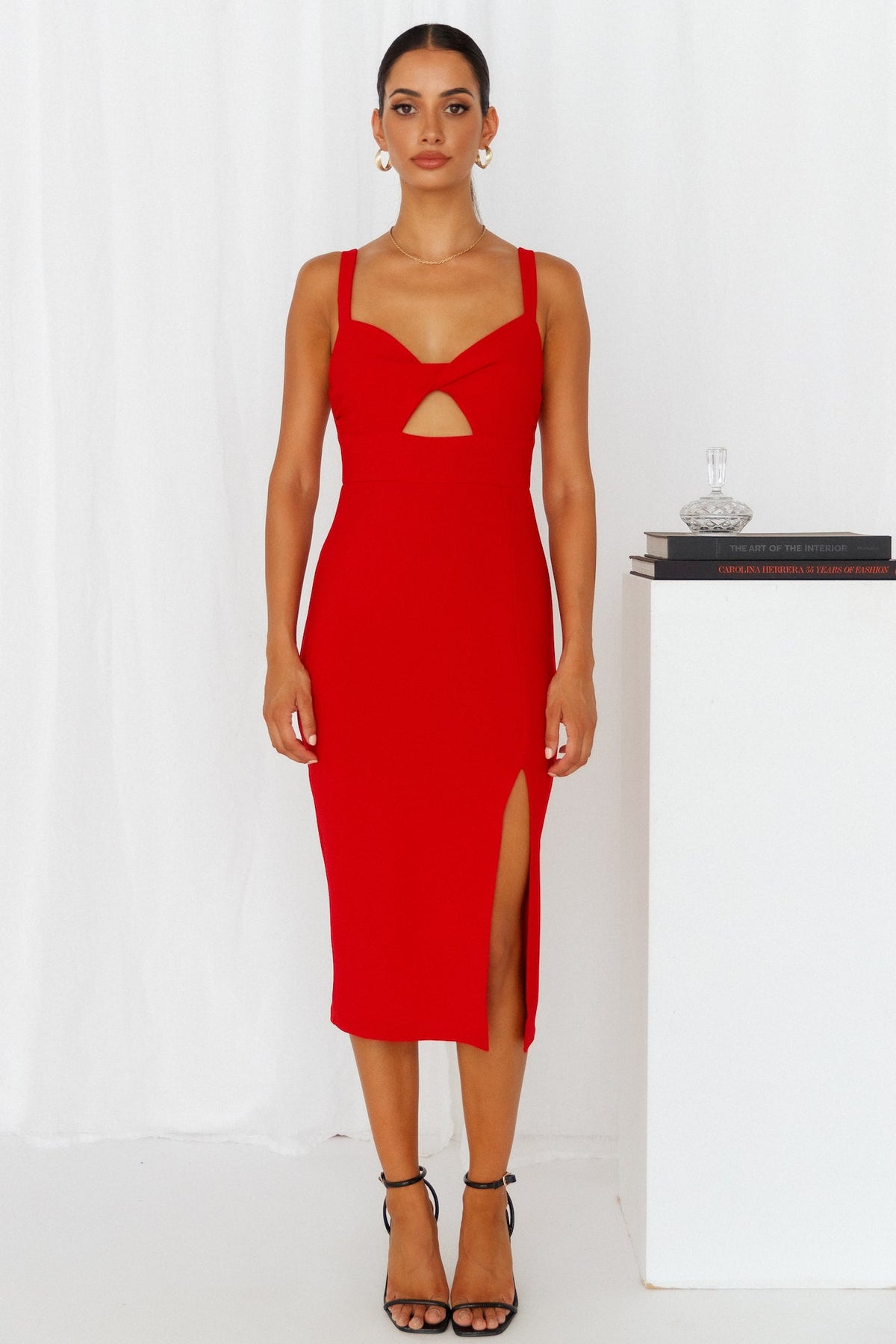 Soaring To New Heights Midi Dress Red