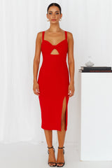 Soaring To New Heights Midi Dress Red