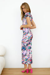 Glitch Mode Maxi Dress Pink