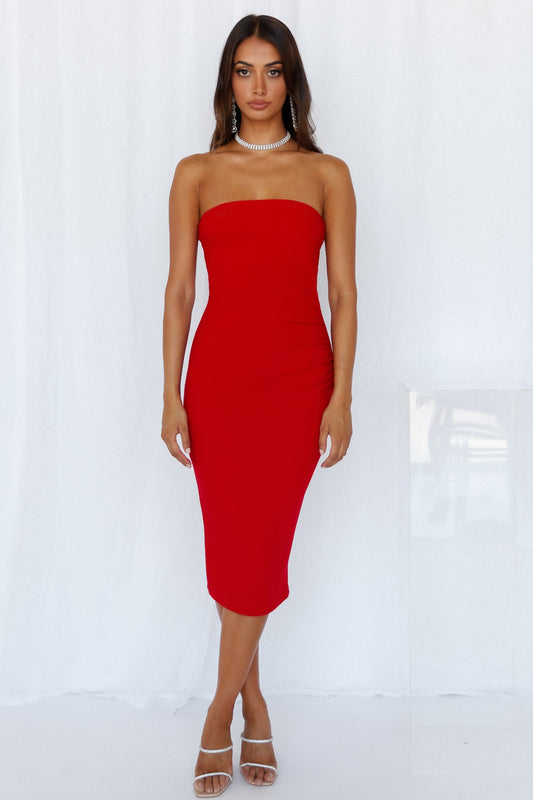 Let Me Say Midi Dress Red