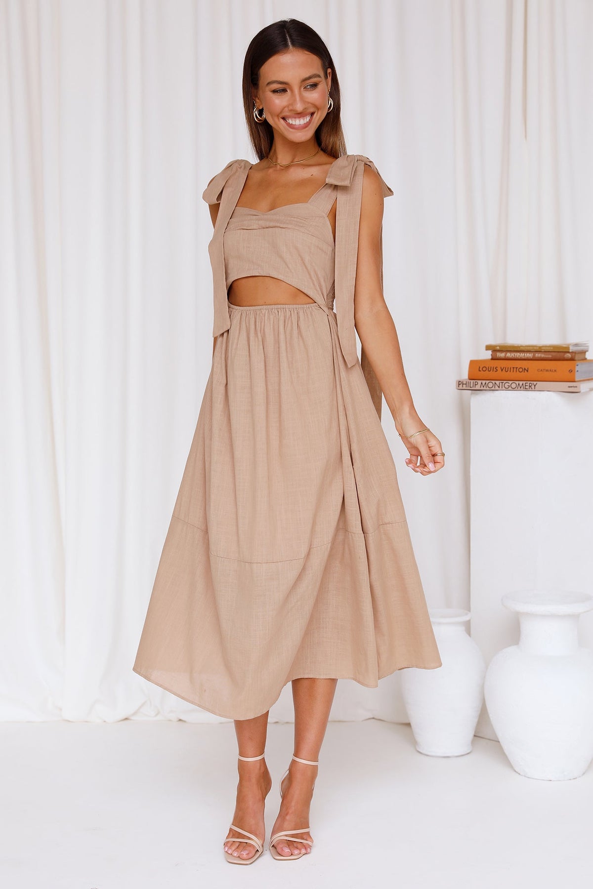 Cafe Atmos Midi Dress Tan