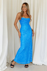 Finest Words Maxi Dress Blue Sequin