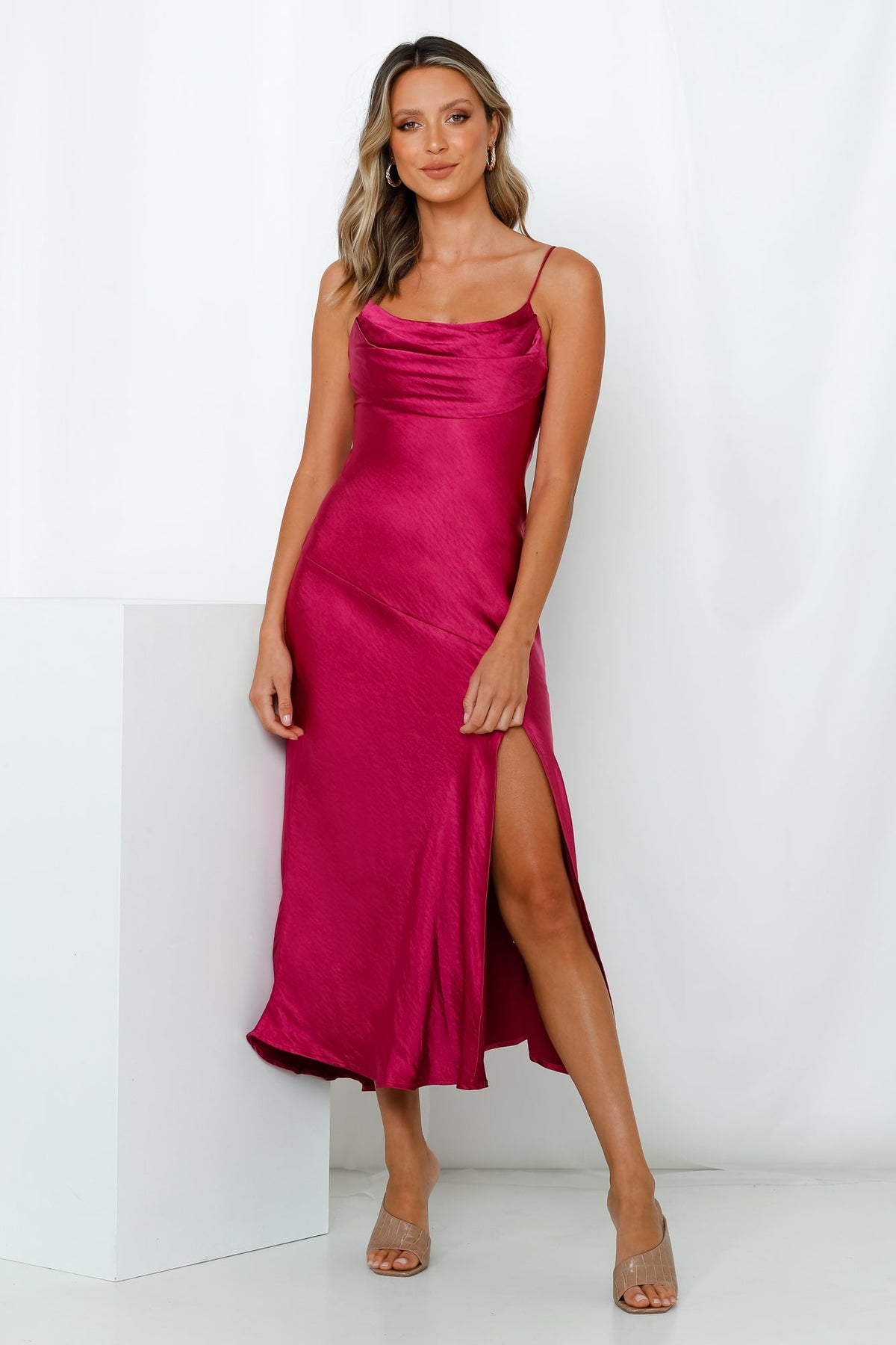 Wanted On The Dance Floor Midi Dress Fuchsia