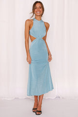 Call Me When You Want Midi Dress Light Blue