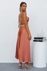 No More Waiting Maxi Skirt Bronze